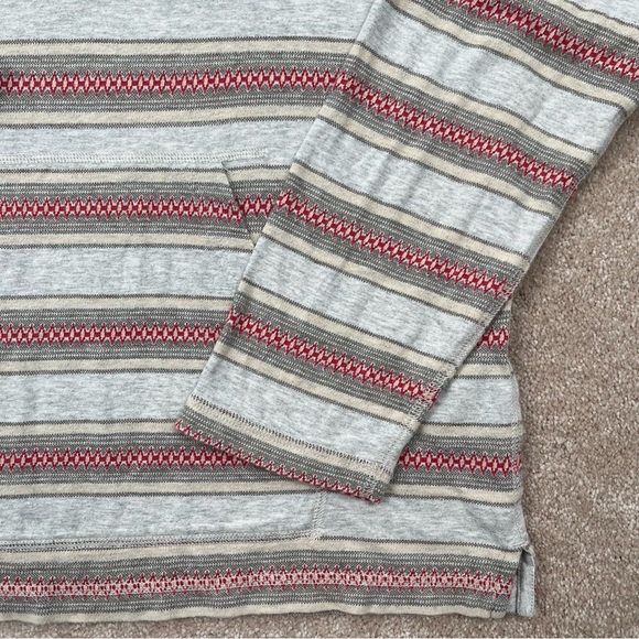 Lucky Brand Knit Wear Hoodie Large Gray & Red Stripe Pullover Casual Preppy Men - Picture 8 of 15